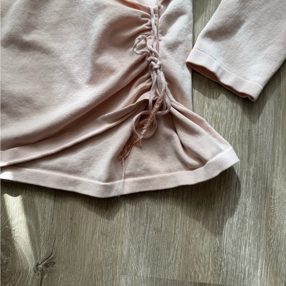 Vintage y2k Light Pink Beige Faux Wrap top with 3/4 Sleeves and Beaded detail - Picture 3 of 7